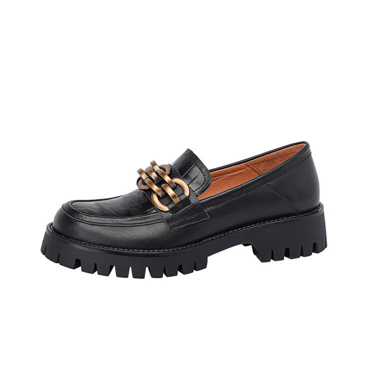 Retro Platform Loafers for Women