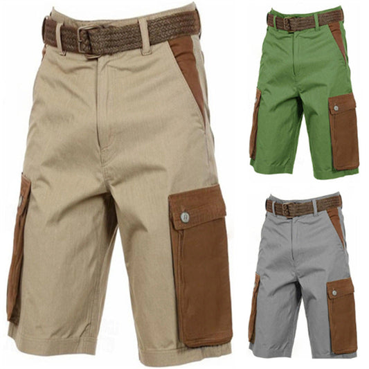 Vintage Linen Multi-pocket Summer Work Shorts
