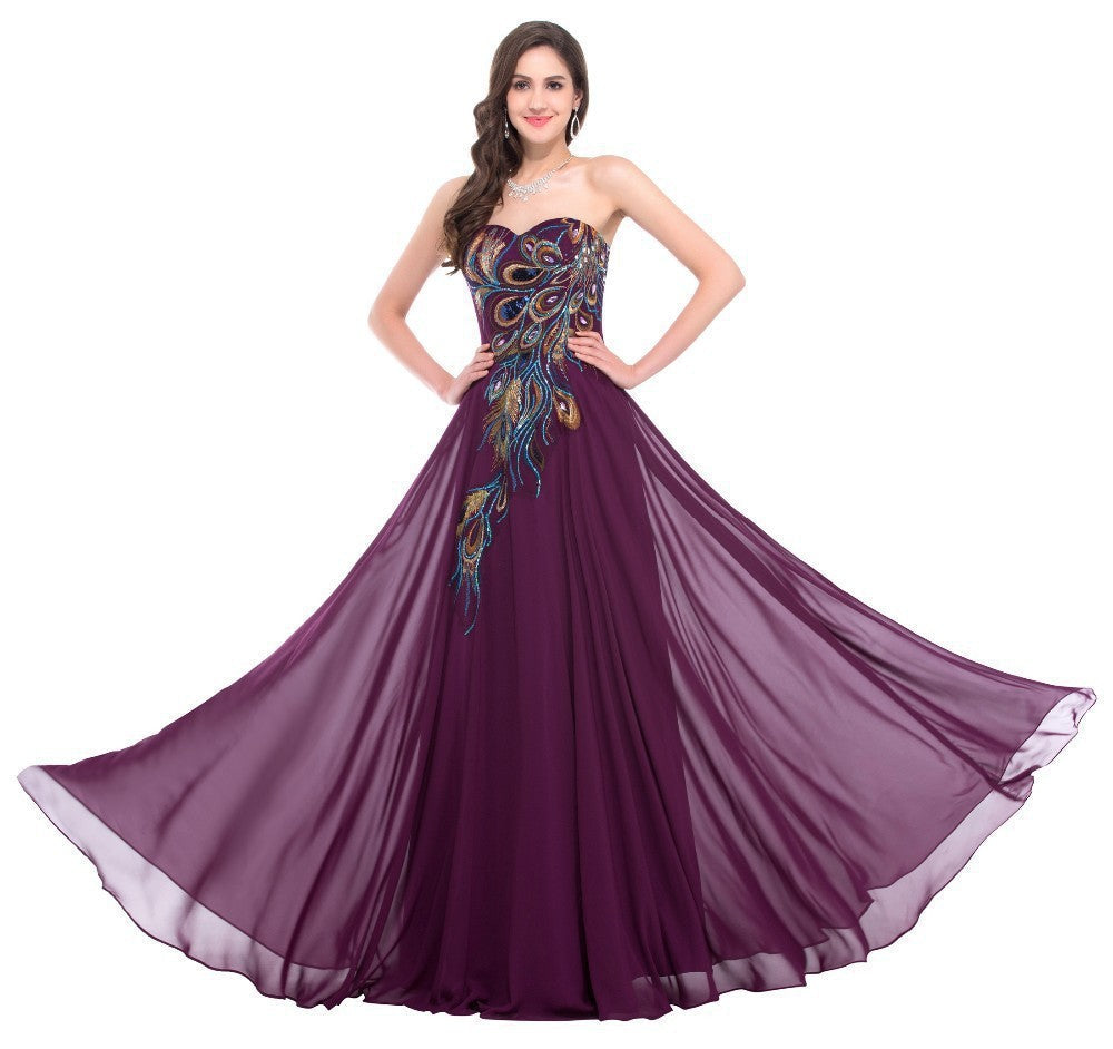 Peacock Embroidered Dress