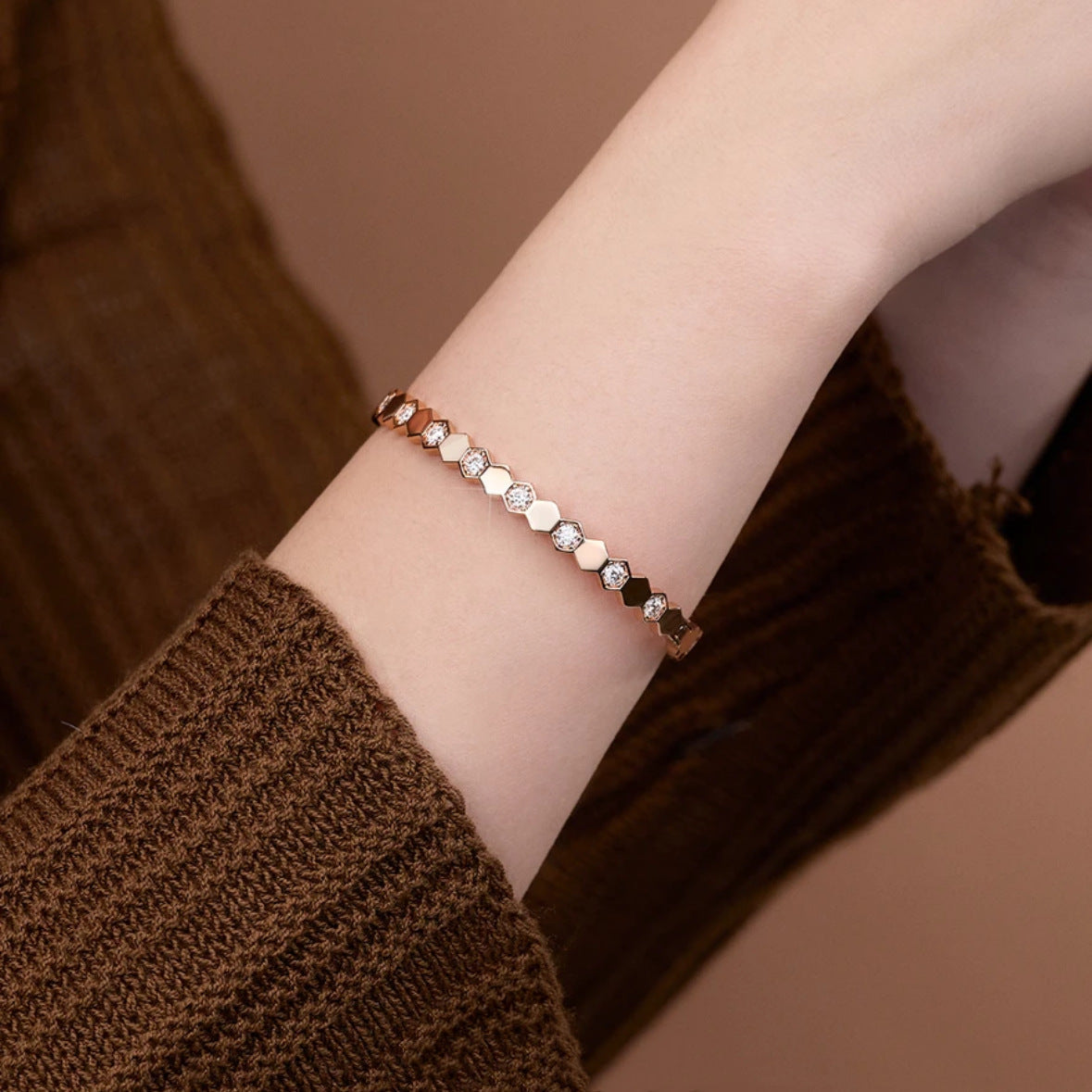 S925 Silver Moissanite Honeycomb Bracelet