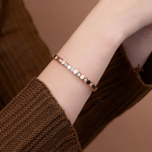 S925 Silver Moissanite Honeycomb Bracelet