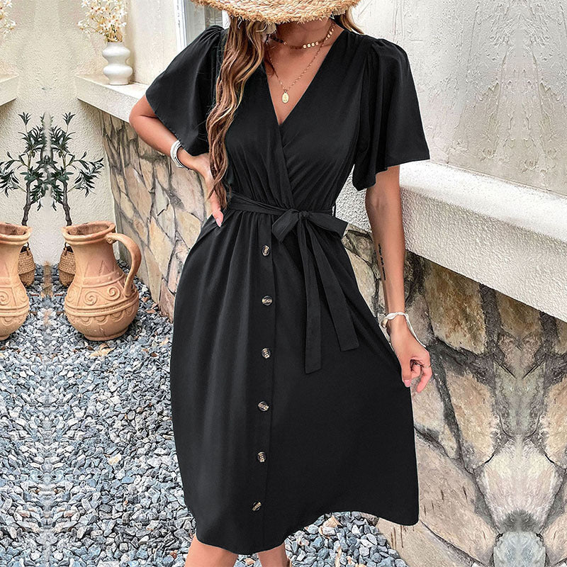 Elegant Bell-Sleeve Dress