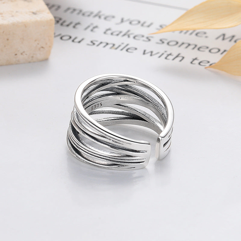 S925 Silver Vintage Distressed Cross Ring