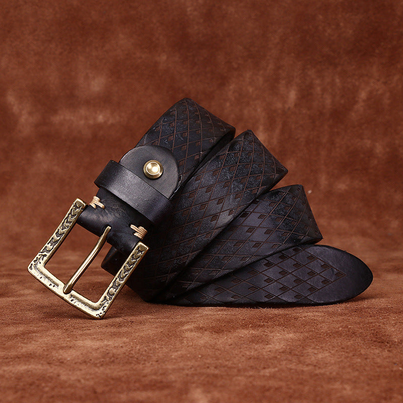 Men’s Diamond Carved Denim Belt