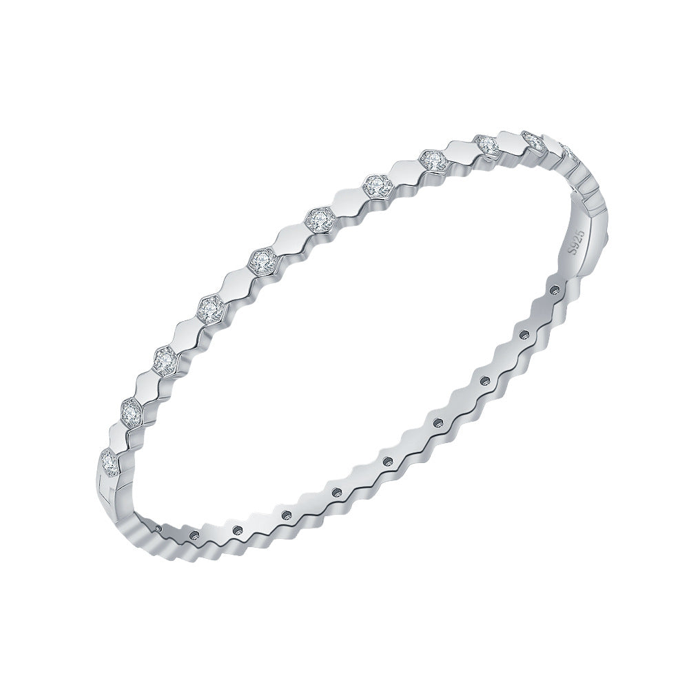 S925 Silver Moissanite Honeycomb Bracelet