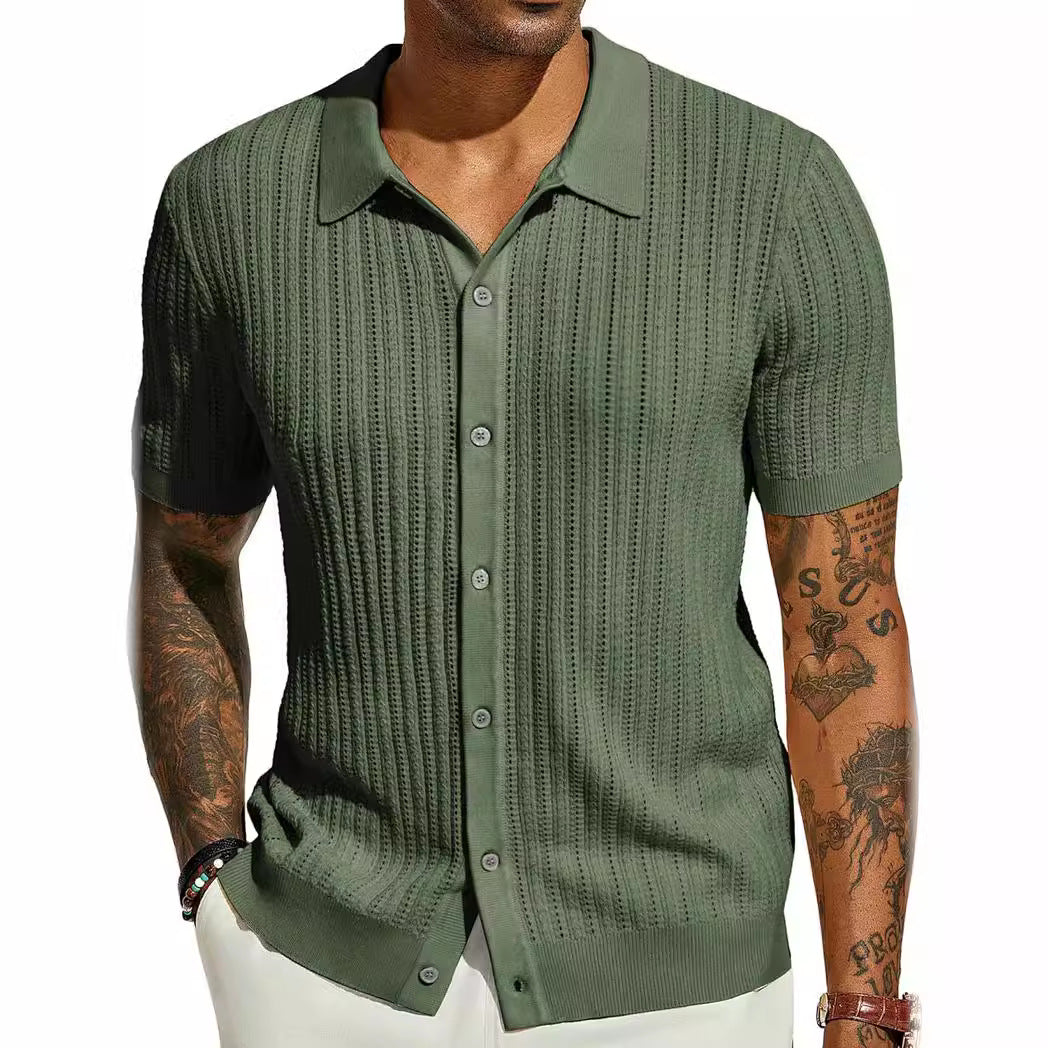 Summer Knit Men's Lapel Shirt