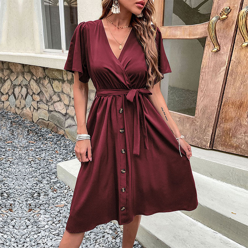 Elegant Bell-Sleeve Dress