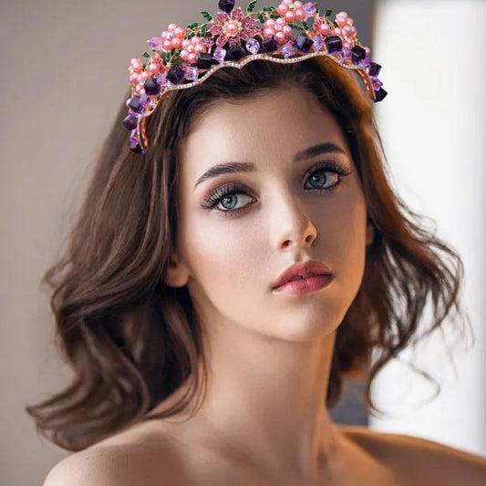 Retro Purple Crystal Princess Crown