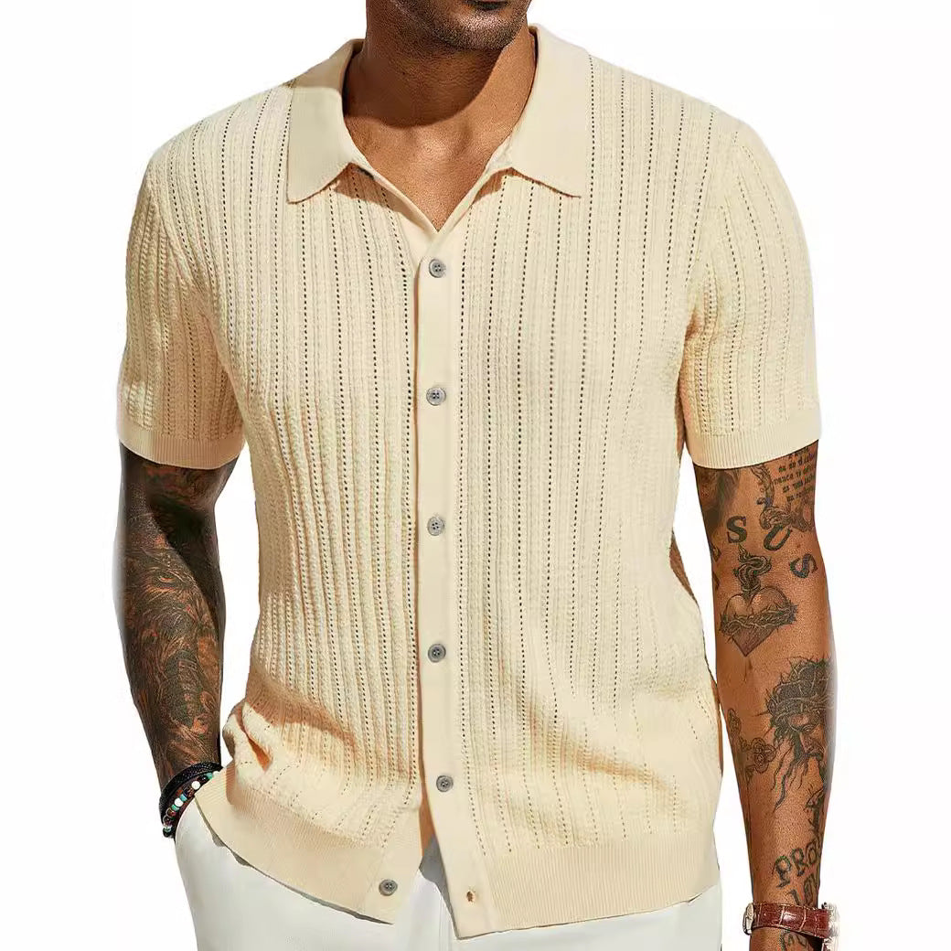 Summer Knit Men's Lapel Shirt