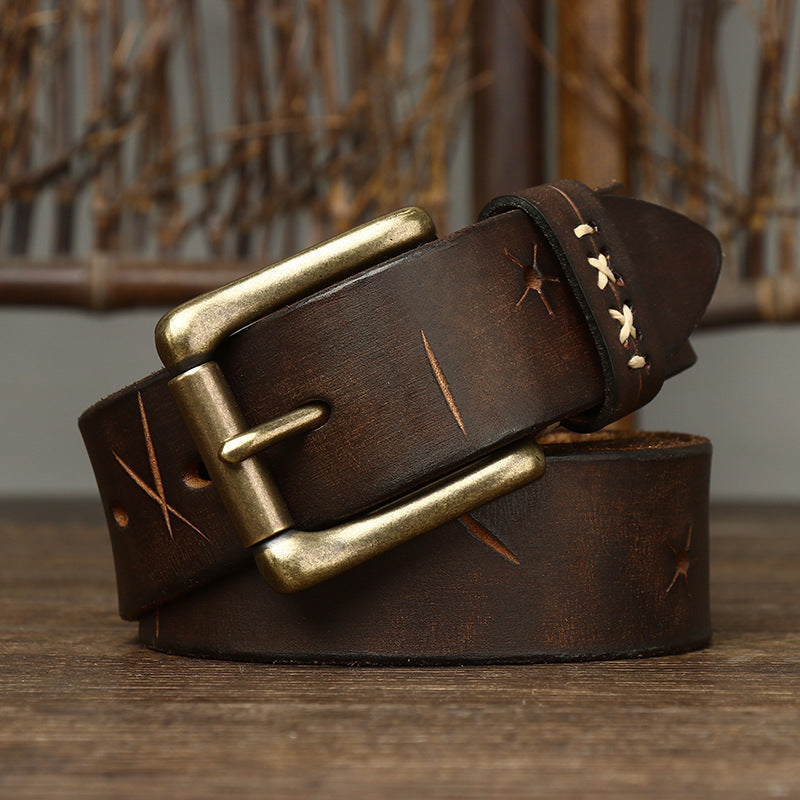Vintage Cowhide Jeans Belt