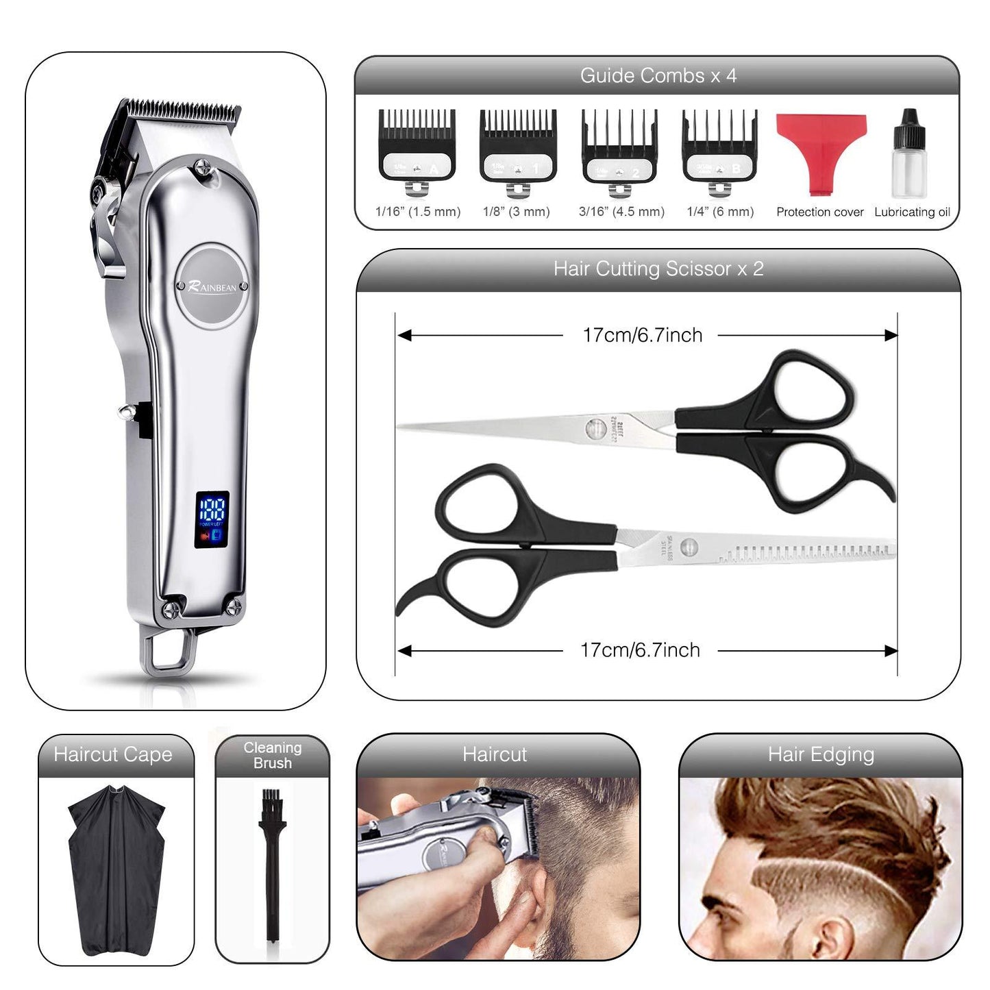 Men’s 3-in-1 Waterproof Cordless Trimmer