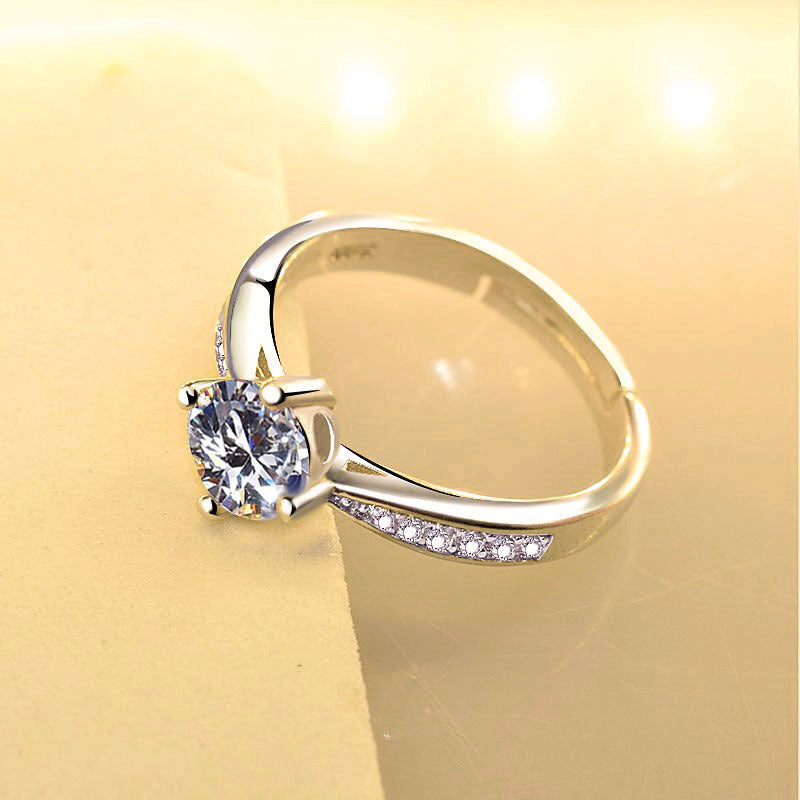S925 European American Couple Ring
