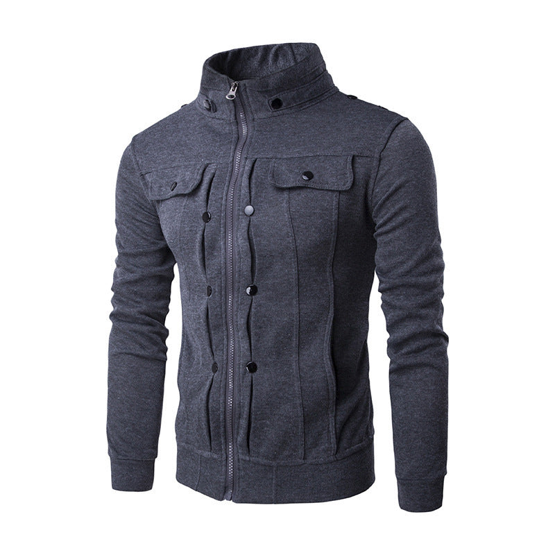 Men’s Mock Neck Pleated Zipper Sweater