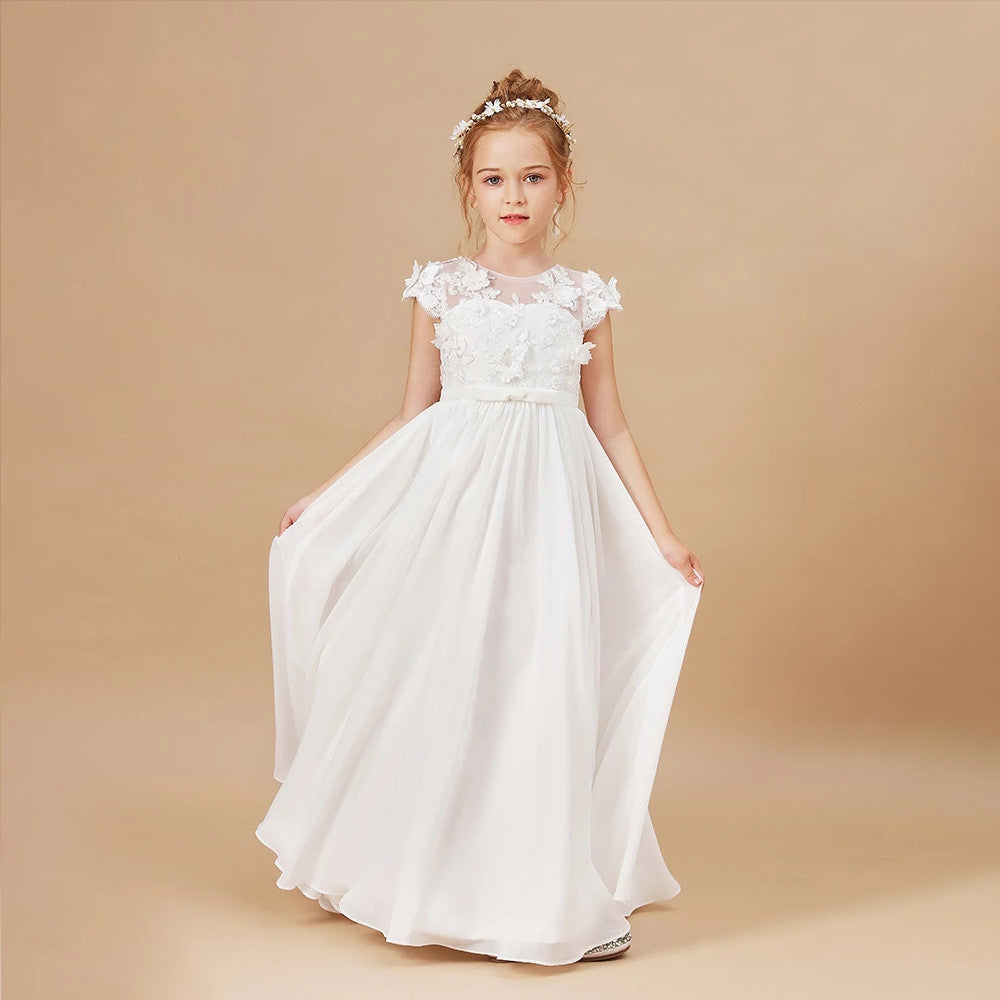 Kids White Flower Girl Dress