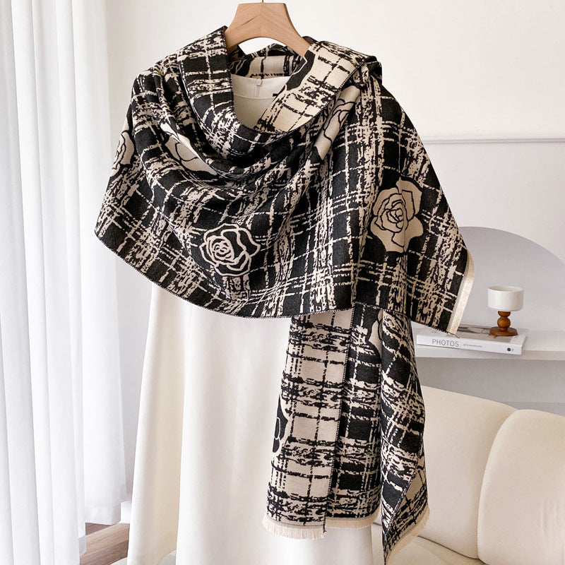 Elegant Camellia Tassel Shawl