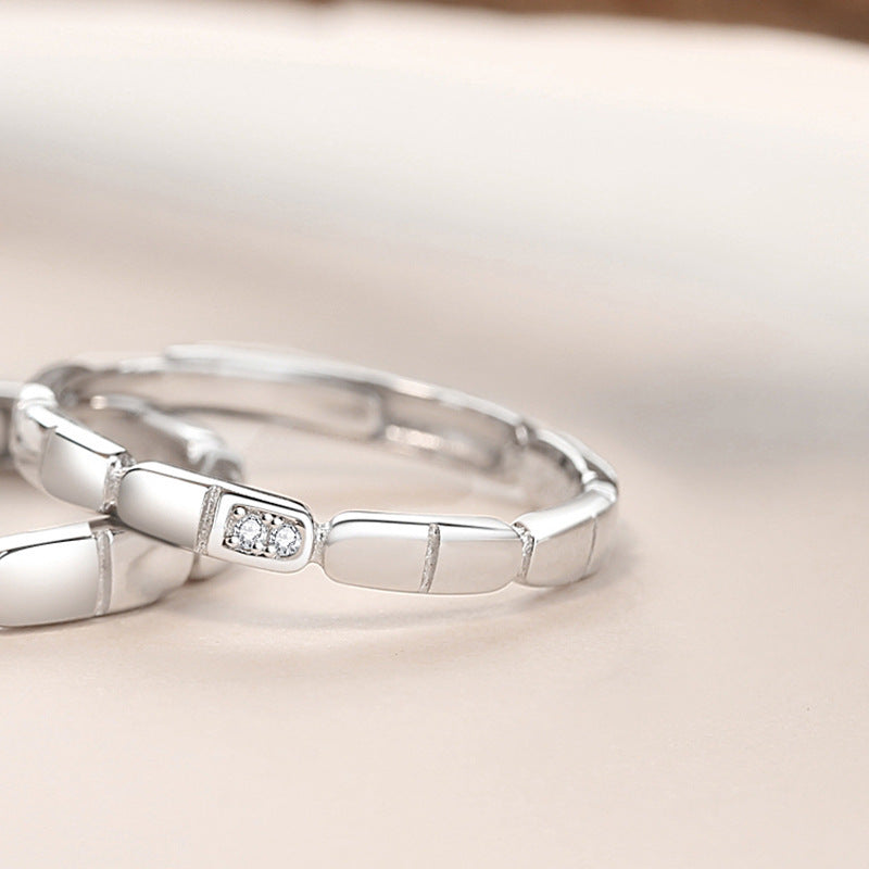 S925 Simple Square Couple Ring
