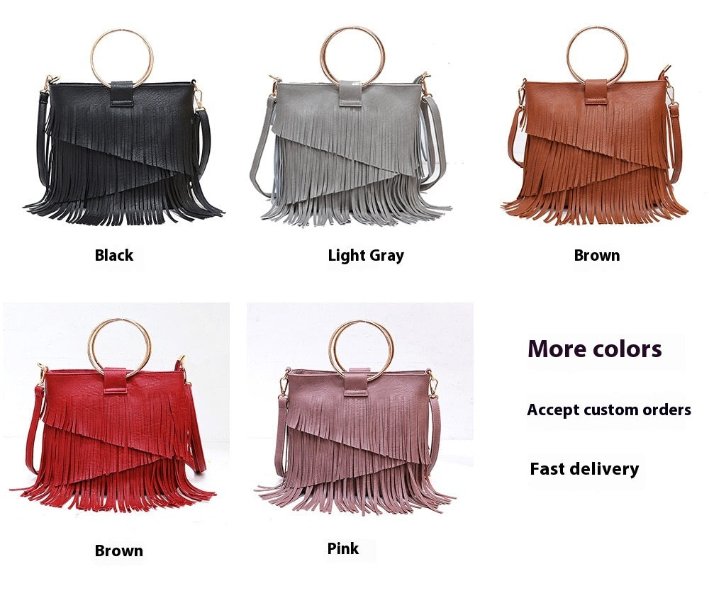 Iron Portable Irregular Tassel Bag