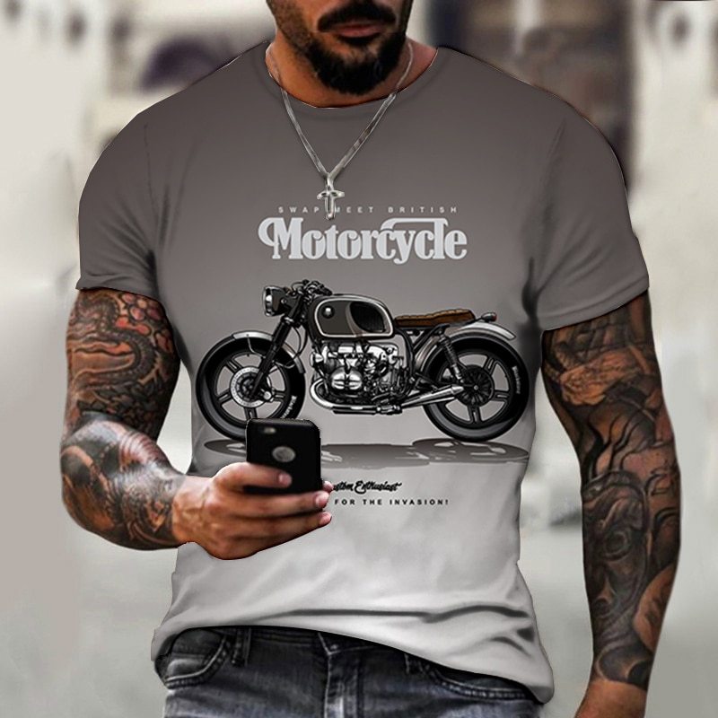 Vintage Motorcycle 3D Print T-shirt