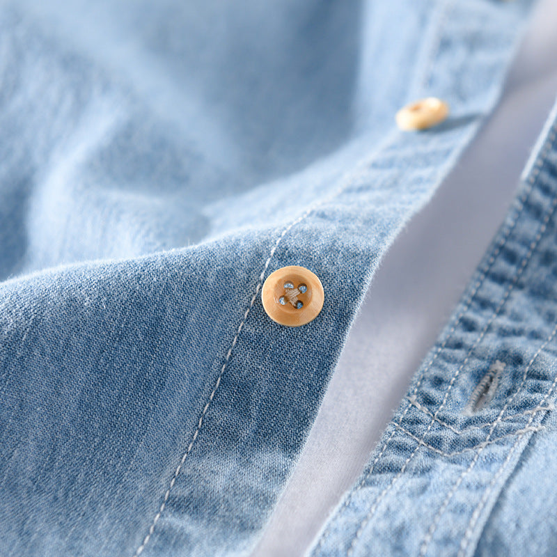 Denim Short-sleeve Shirt Simple