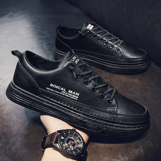 New Trendy Men's Full Leather Low-top Sneakers