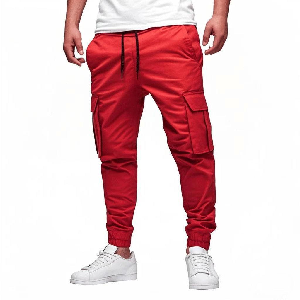 Men's Multi-pocket Drawstring Casual Overalls