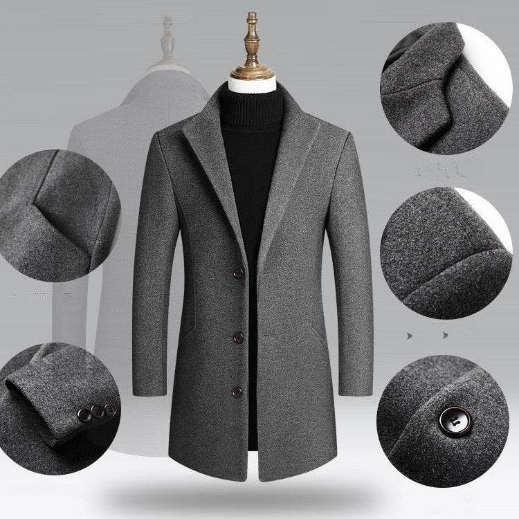 Men's Wool Trench Coat Winter
