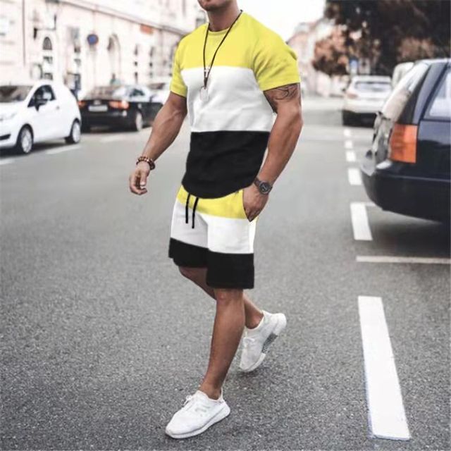 Men's Striped Print Short Suit