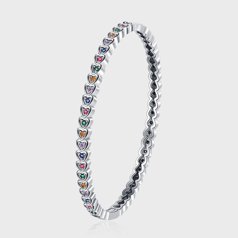 S925 Silver Retro Love Bracelet, Hip Hop