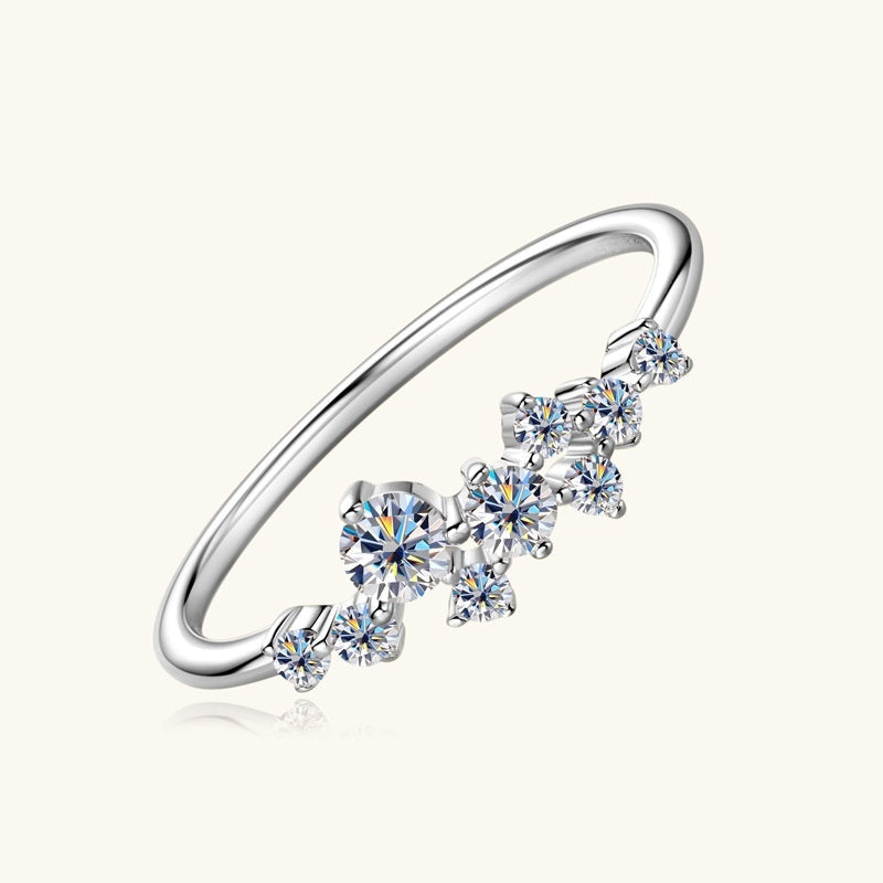 S925 Silver Starry Moissanite Ring