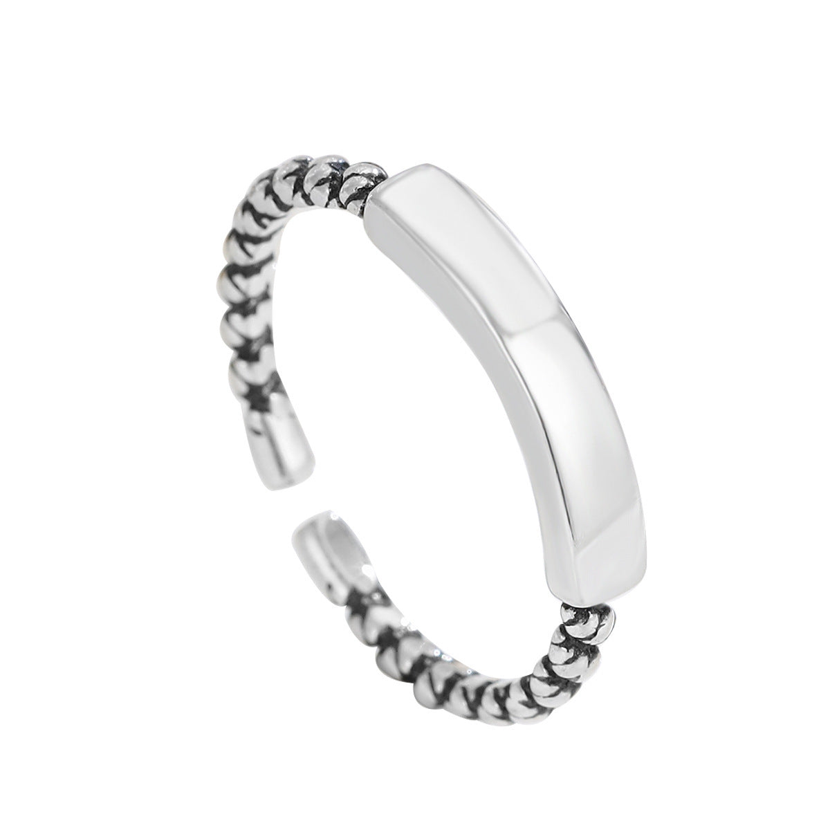 S925 Vintage Glossy Twisted Open Ring