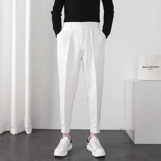 Men's Solid Velcro Cuff Trousers