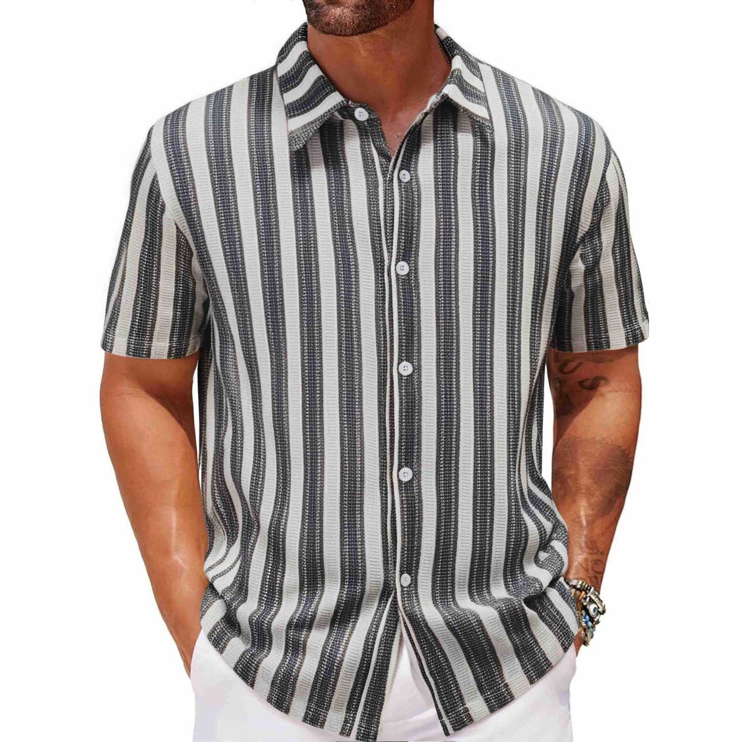 Men’s Beach Striped Short Sleeve Shirt