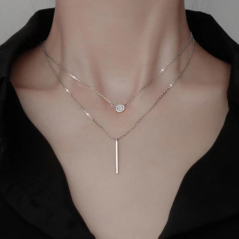 S925 Silver Double Pendant Necklace