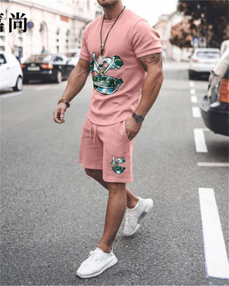 Men's Striped Print Short Suit