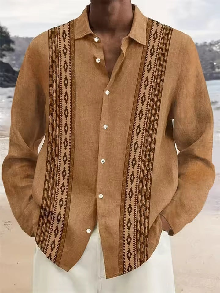 Men's Palm Tree Striped Printed Shirt