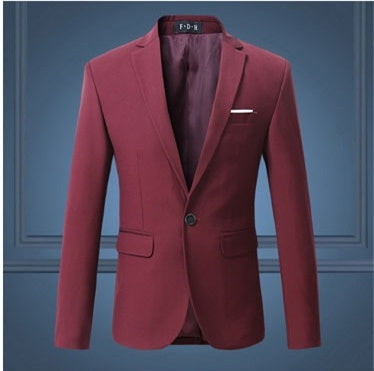 Spring and Autumn Solid Color One-Button Men's Suit