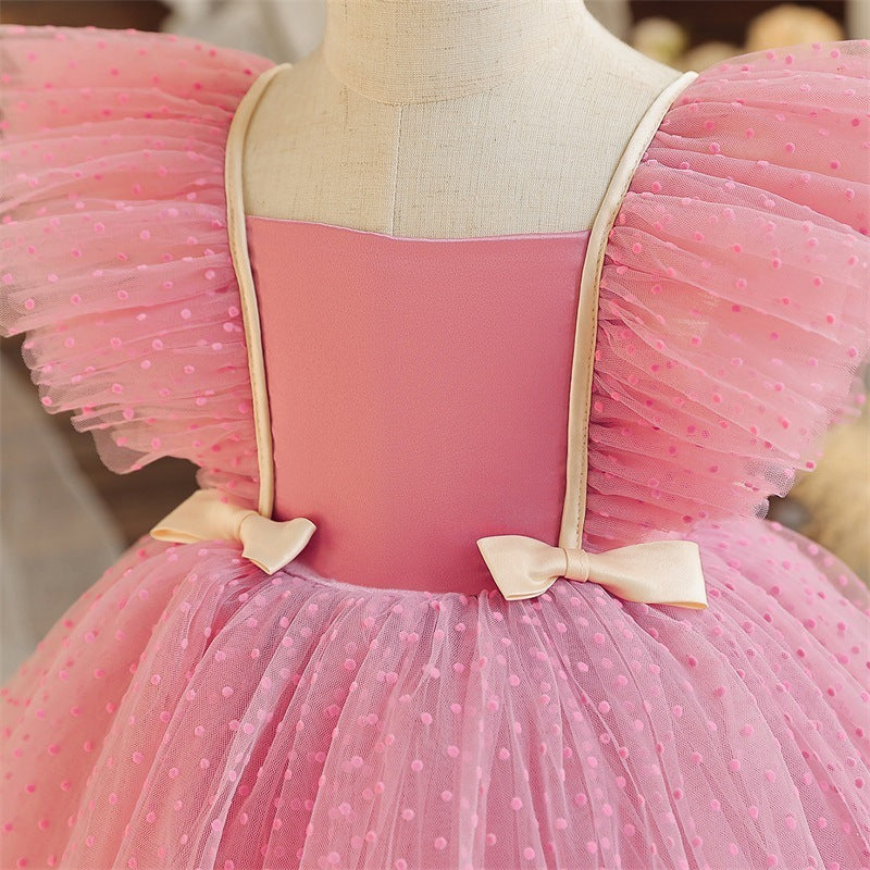 Flying Sleeves Dot Mesh Princess Dress