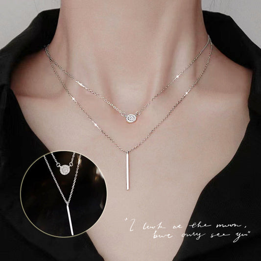 S925 Silver Double Pendant Necklace