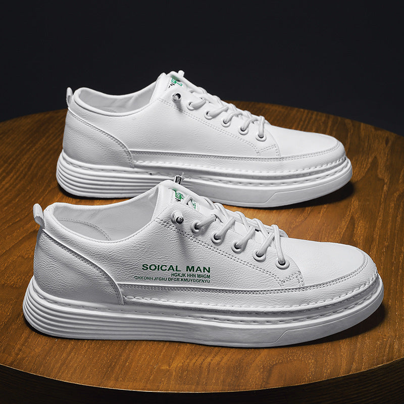 New Trendy Men's Full Leather Low-top Sneakers