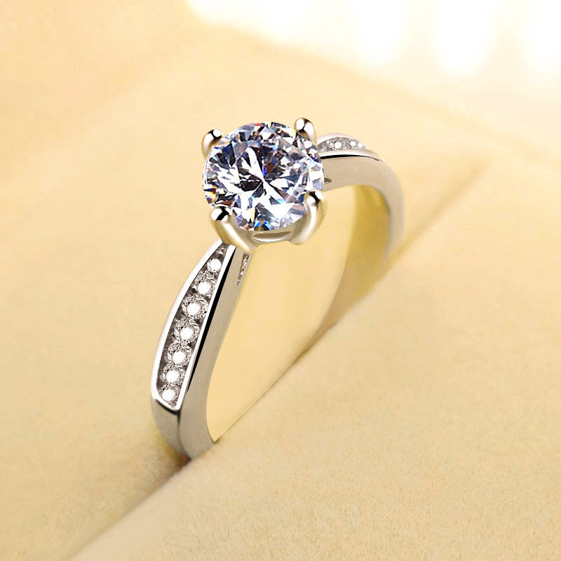 S925 European American Couple Ring