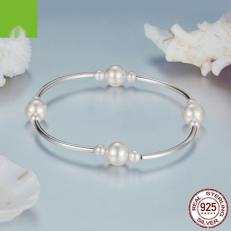S925 Silver Shell Pearl Bracelet