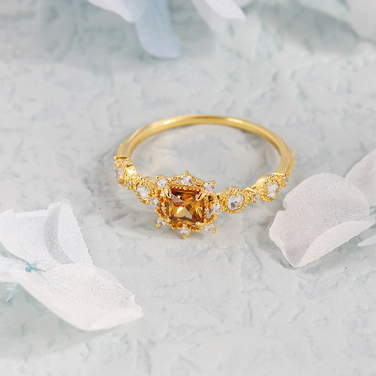 S925 Silver Luxury Brown Zircon Set