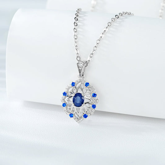 S925 Silver Natural Sapphire Pendant