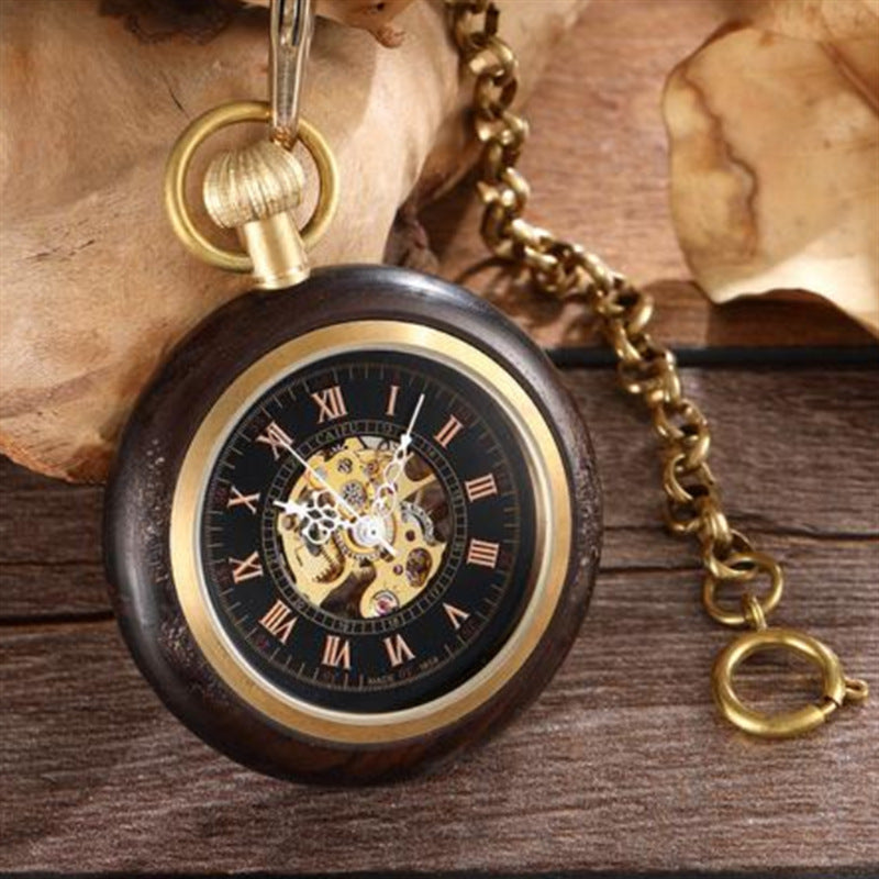 Copper Wood Retro Pocket Watch