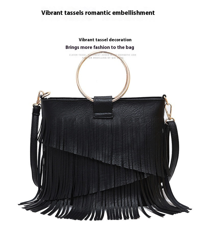 Iron Portable Irregular Tassel Bag