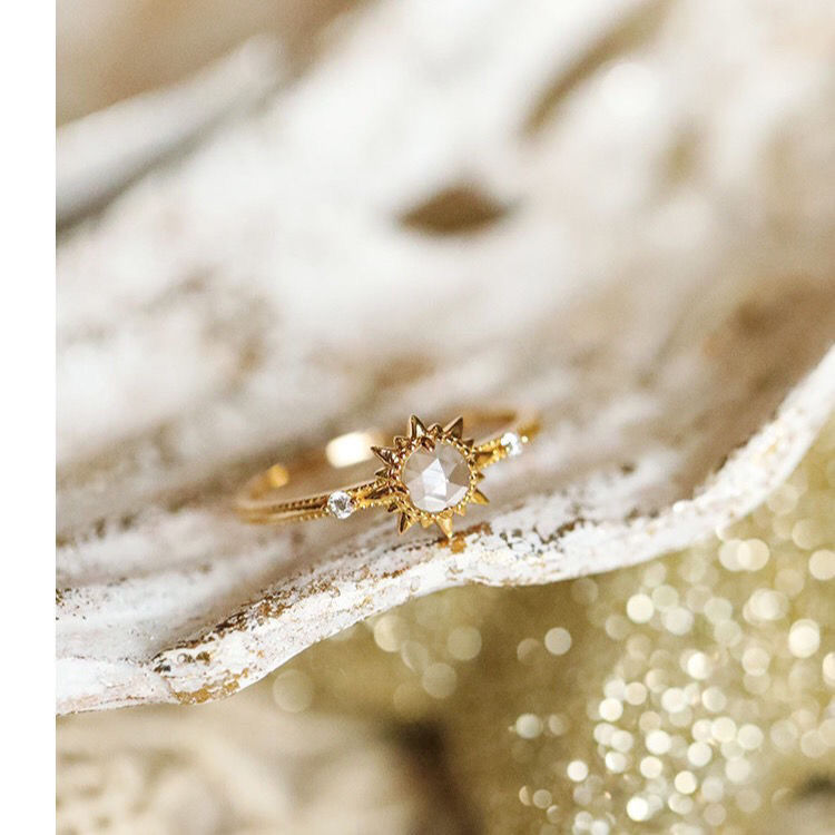 S925 Silver Helios Rose Crystal Ring