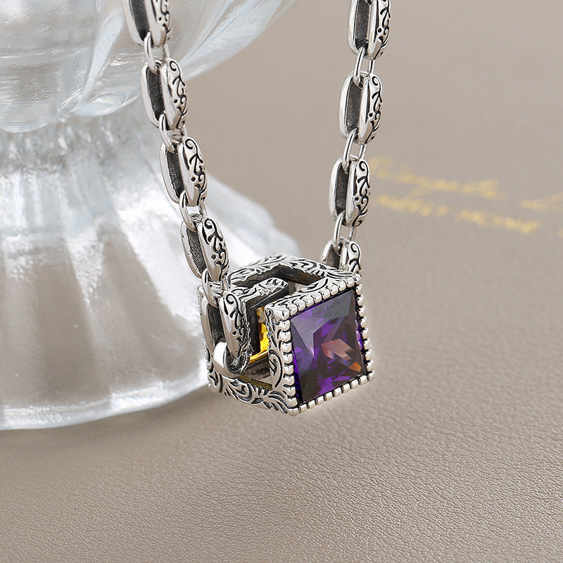 S925 Silver Double Color Cubic Dimond Necklace