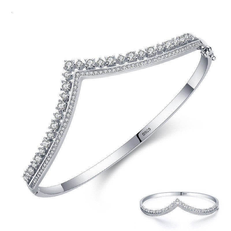 S925 Silver Women’s V-Crown Bracelet