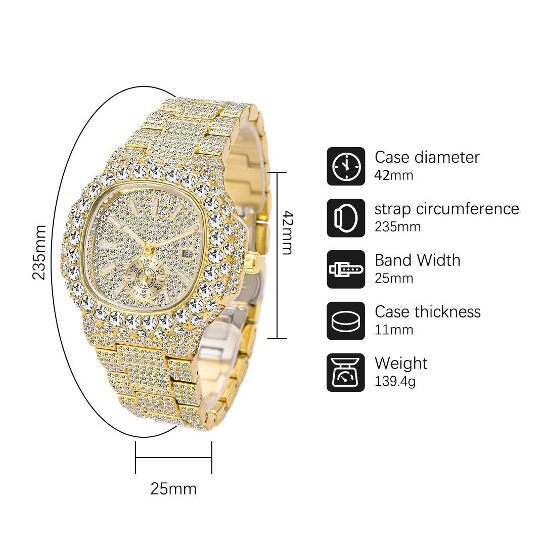 Gold Full Diamond Luminous Business Watch