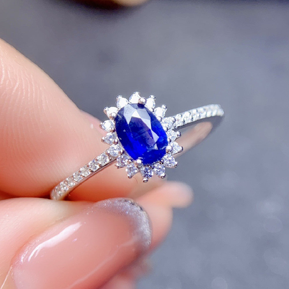 S925 Silver Natural Sapphire Ring